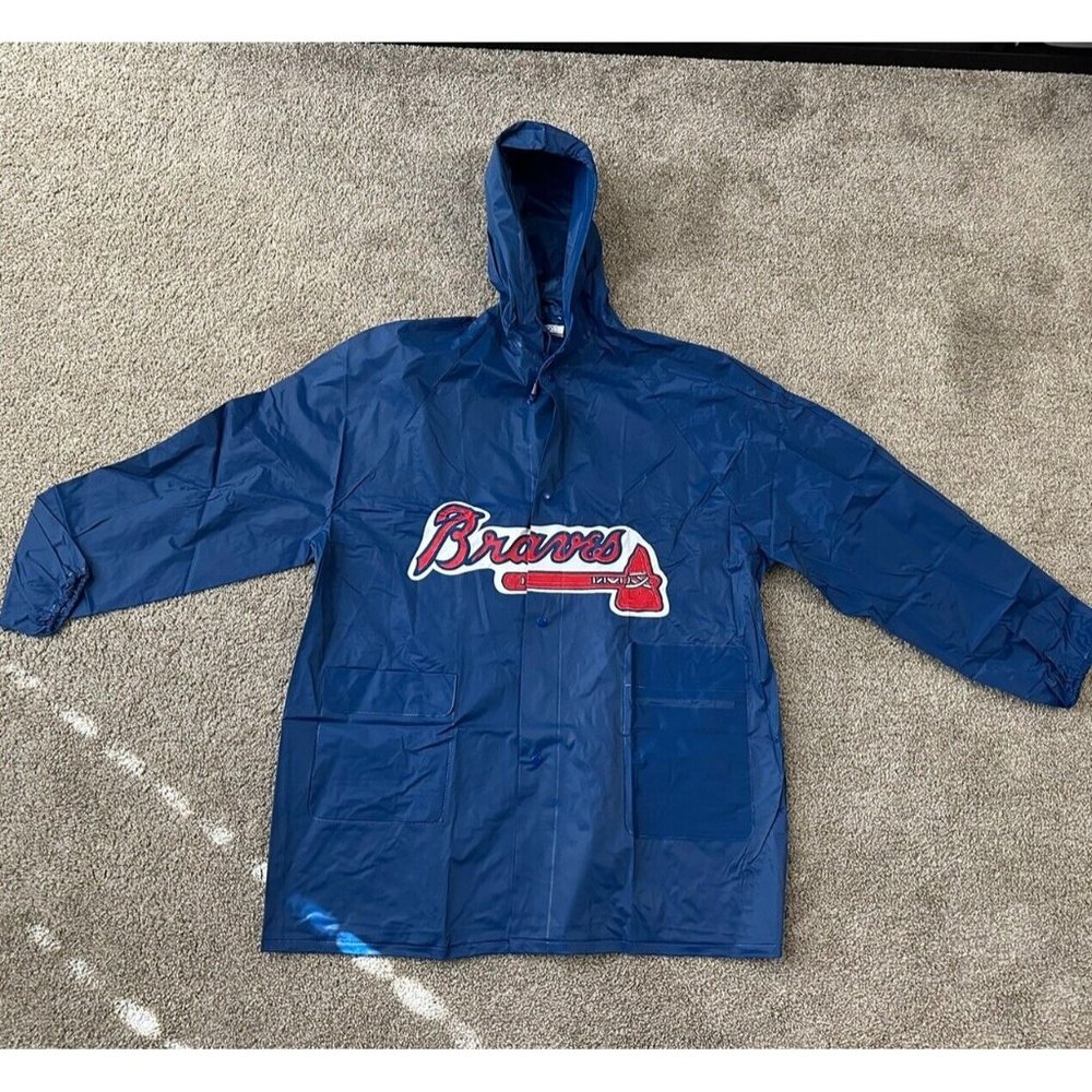 ATLANTA BRAVES Baseball VINTAGE 1995 One Size PVC Vinyl MLB Jacket KELLOGG'S